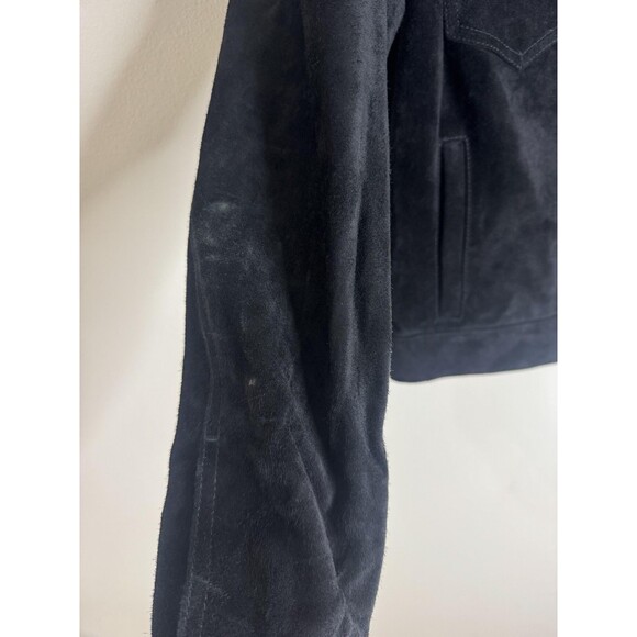 Todd Snyder Jacket Mens XS Black Suede Dylan Calf Leather Trucker Snap - Picture 8 of 16